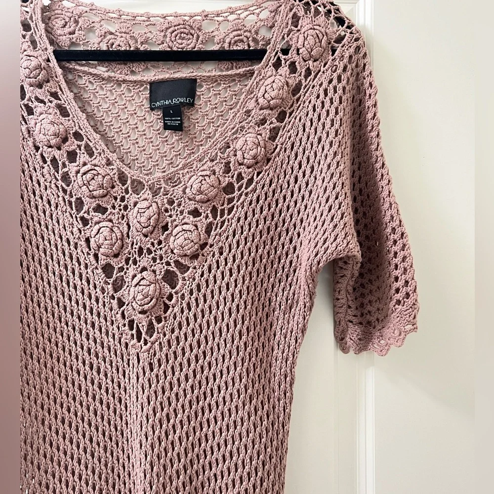 Cynthia Rowley floral crochet knit tunic dress